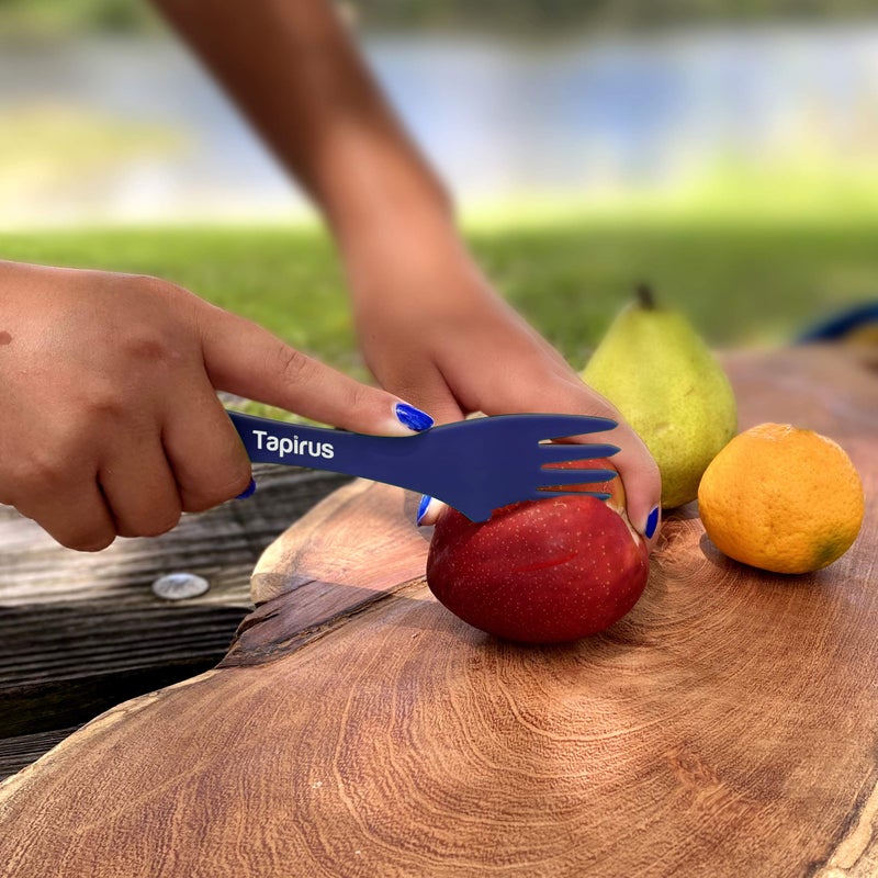 Tapirus - 4 Orange Spork to Go Set - 7-inch Durable & BPA Free Sporks - Spoon, Fork and Knife Combo Utensils Flatware - Mess Kit for Camping, Hunting and Outdoor Activities - Comes in a Carrying Case - Image 3